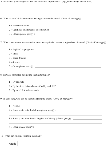 High School Graduation Requirements Survey Questions, page 2
