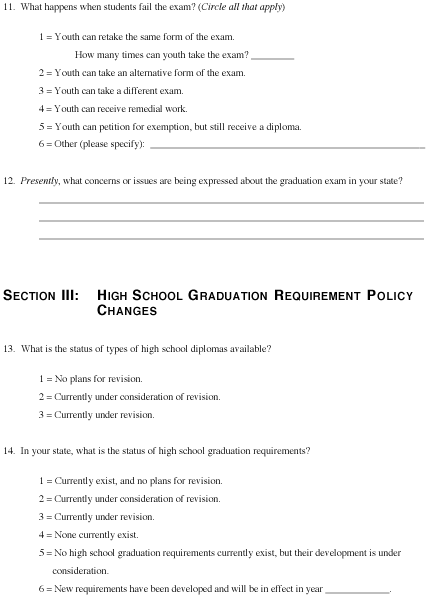 High School Graduation Requirements Survey Questions, page 3