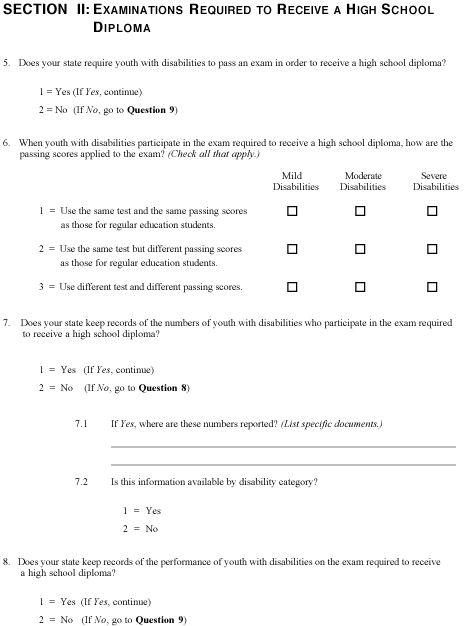 High School Graduation Requirements for Students with Disabilities Survey Questions, page 2