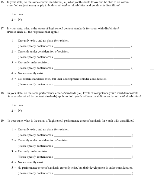 High School Graduation Requirements for Students with Disabilities Survey Questions, page 4