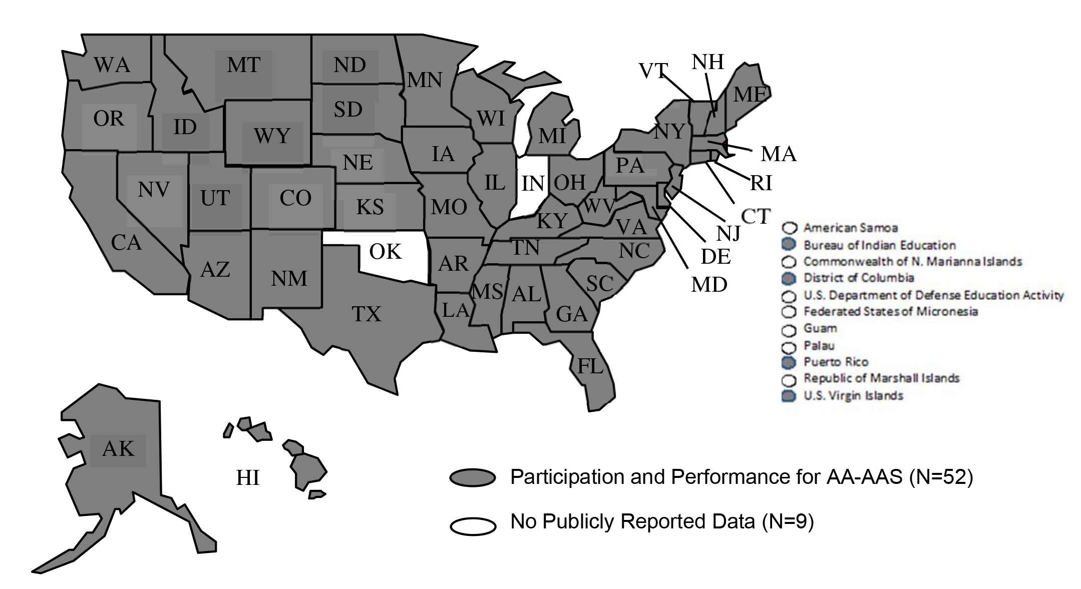 Figure 6 shows States Reporting 2012-13 Participation or Performance Data for Students with Disabilities on AA-AAS* Used for Title I Accountability