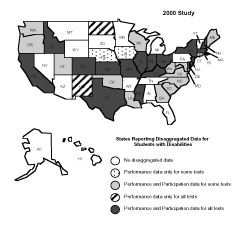 States that report 1999-2000 disaggregated results for students with disabilities